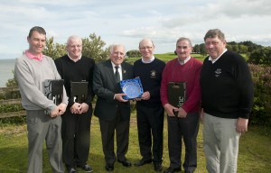 Leinster Captain's & Club Officials team event at Blainroe Golf Club The winners from Wexford Golf Club … (l to r): Mark Goodison, Handicap Secretary, Jim Turner, Competition Secretary, John Ferriter, Secretary of Leinster Golf, Denis Brennan, Captain, Paddy Cleary, Honorary Secretary and Billy Nelson, Captain of Blainroe. Photo: Ronan Quinlan